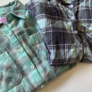 2 justice long sleeve plaid shirts size 8.